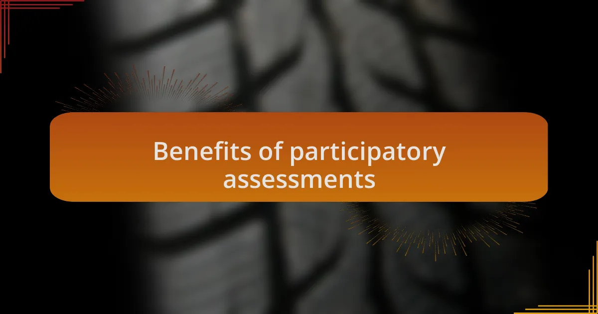 Benefits of participatory assessments