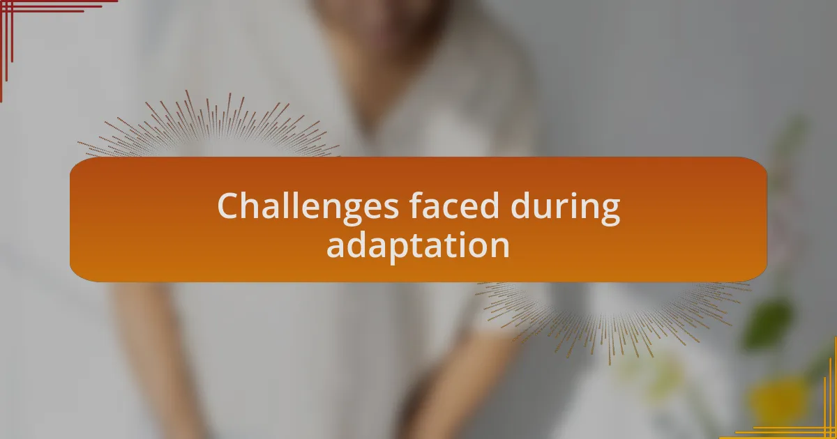 Challenges faced during adaptation