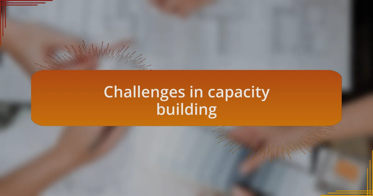 Challenges in capacity building