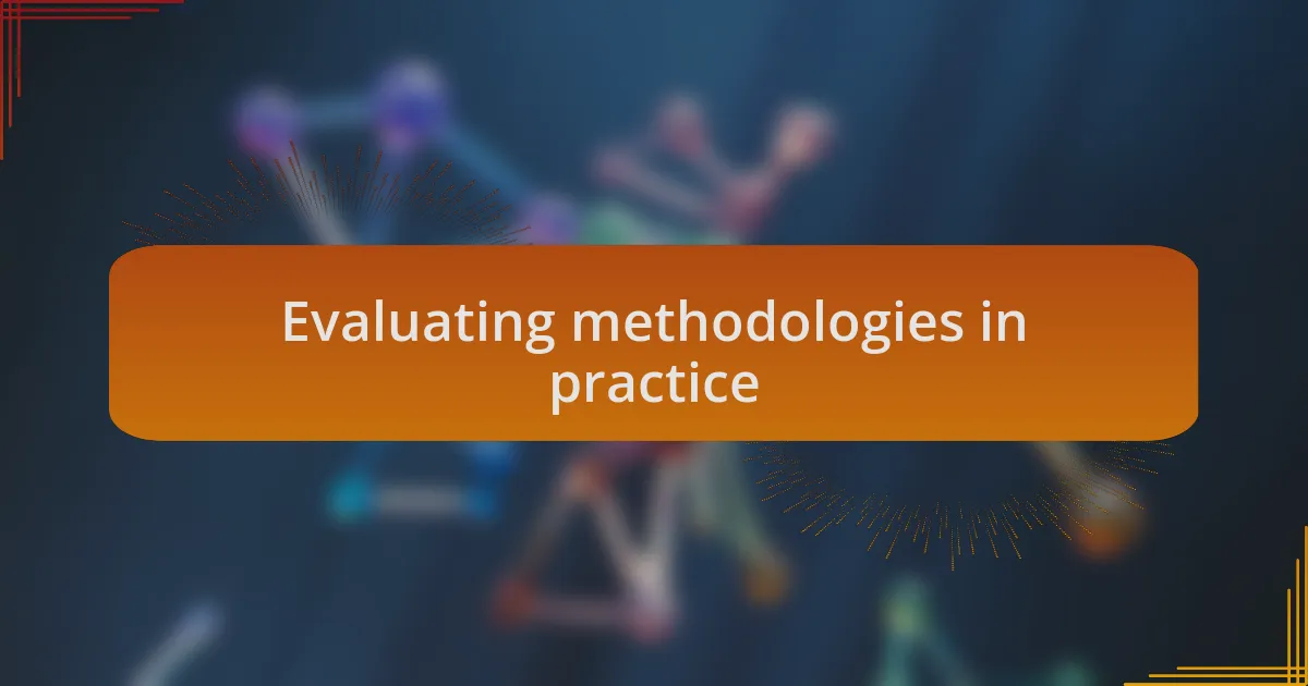 Evaluating methodologies in practice