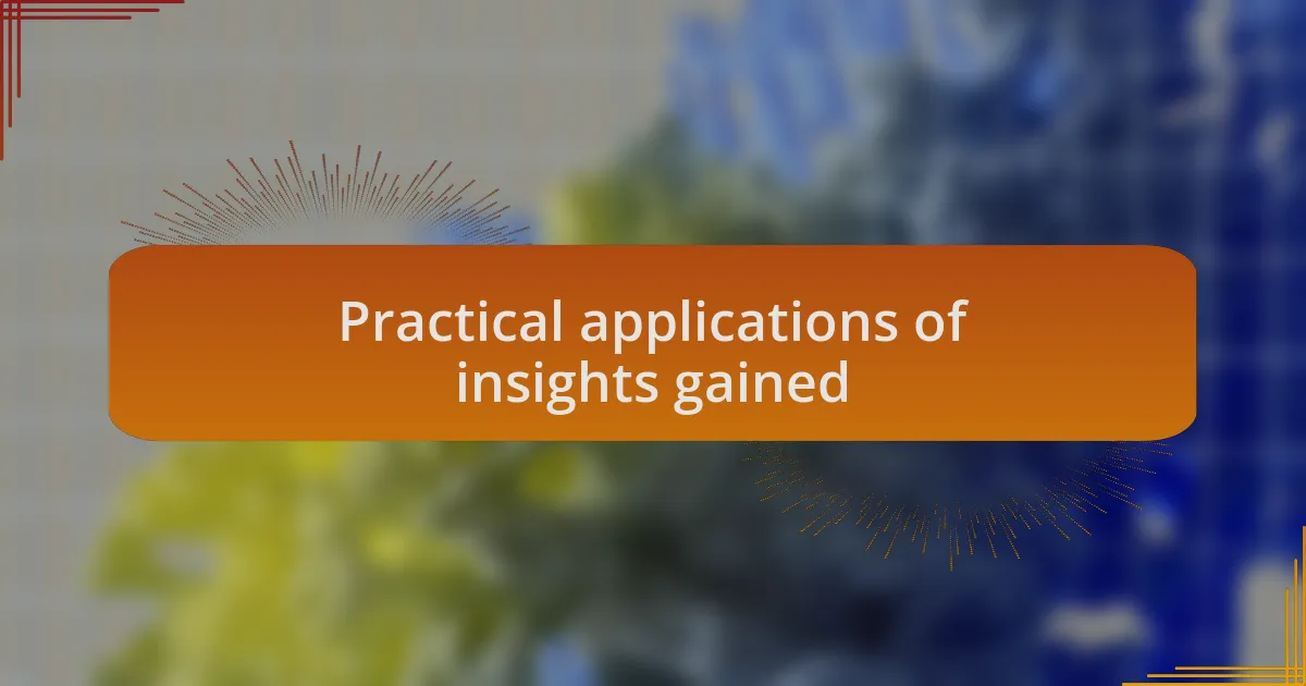 Practical applications of insights gained