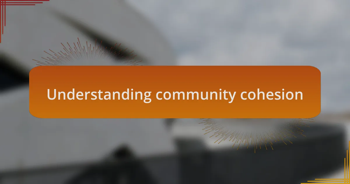 Understanding community cohesion