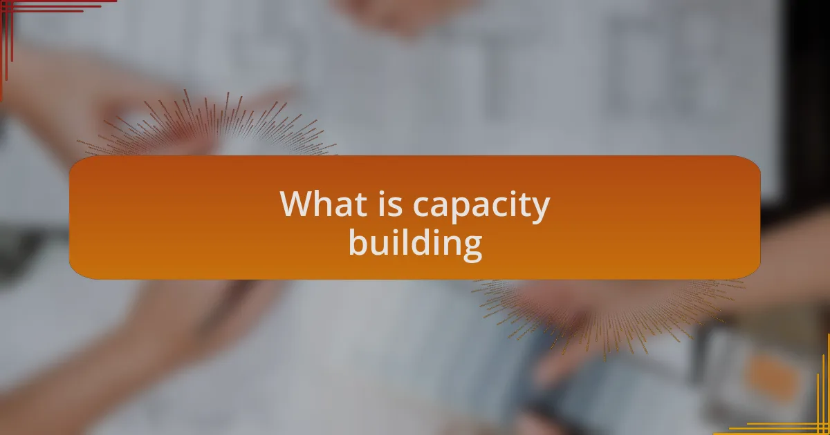 What is capacity building